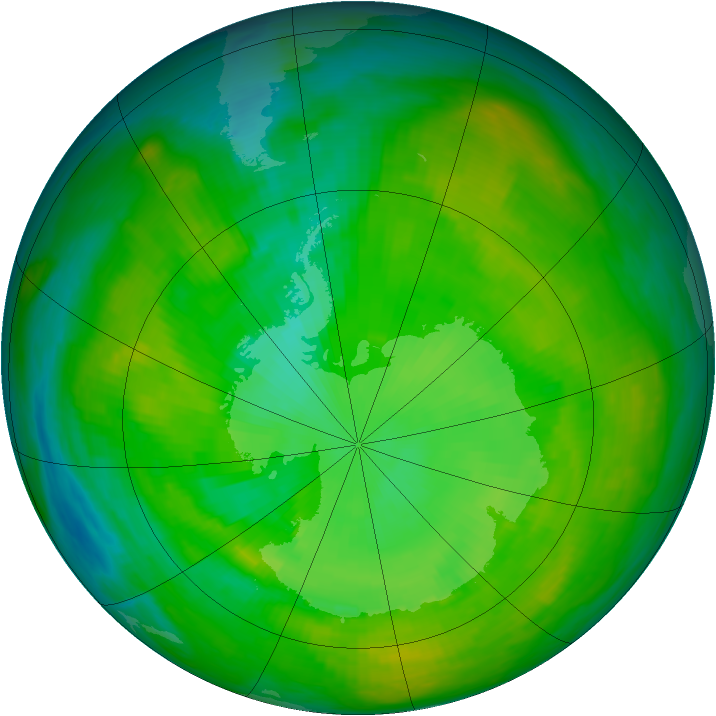 Antarctic ozone map for 11 December 1983
